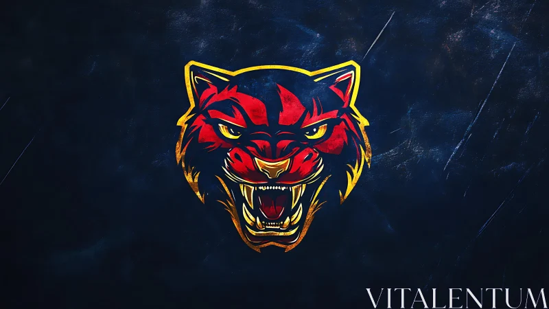 Scarlet thunder cat lunges from midnight smoke and roar