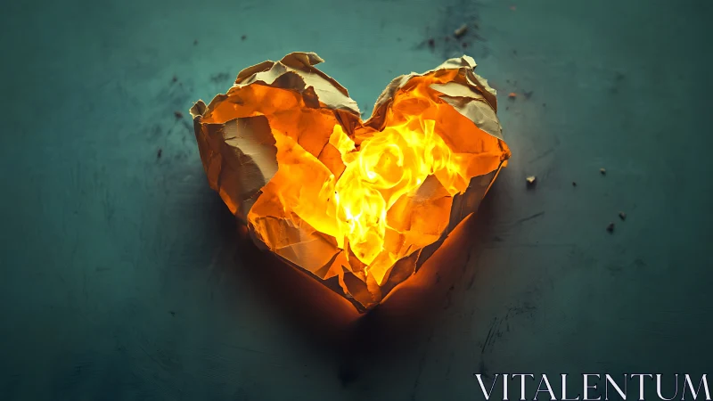 Glowing heart-shaped gemstone embedded in textured stone surface.