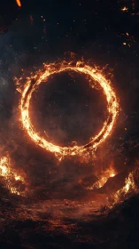 Incandescent Ring Portal: High-Intensity Fire Circle Architectural Void