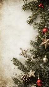 Rustic Christmas branches frame a festive winter greeting