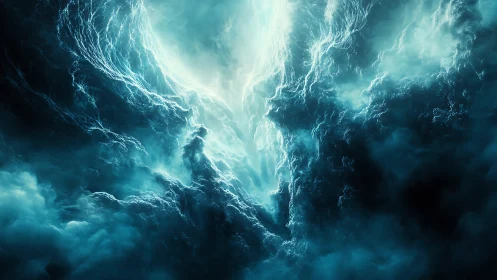 Storm-torn nebula carves an electric gateway through void