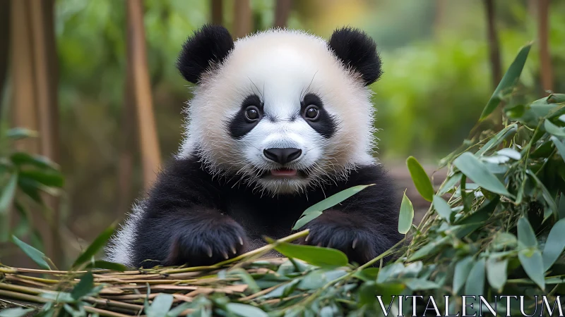 Tiny panda diplomat negotiates peace with bamboo leaves