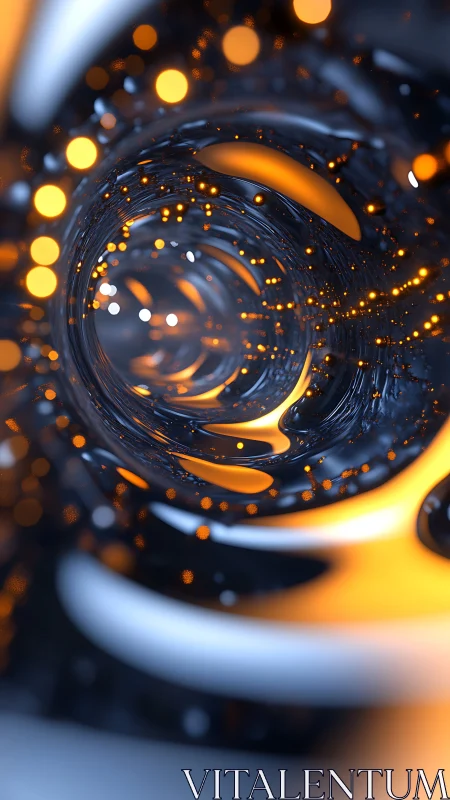 Spiraling tunnel of molten light and glimmering sparks.