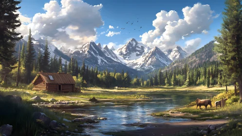 Mountain quiet hums where a riverside cabin daydreams