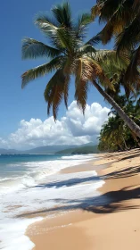 Tropical Beach Paradise with Coconut Palms.