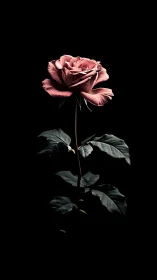 Rose Against Black Background with Dramatic Lighting.