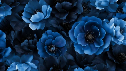 Indigo Blooms Dance: Layered Petals in Twilight.
