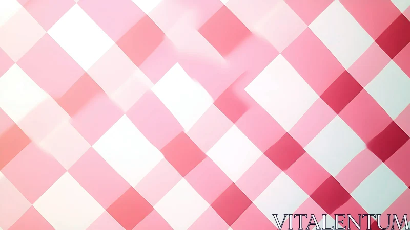 Pink gradient checkered grid forms soft diagonal abstraction