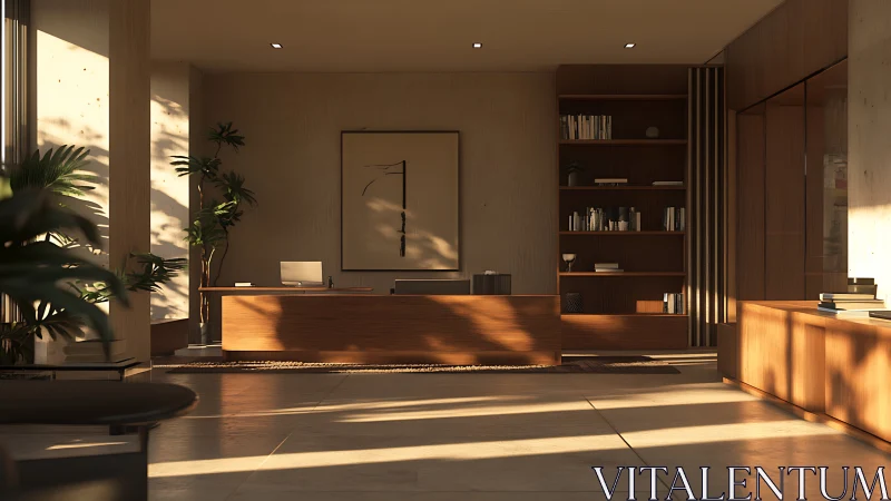 Parametric daylight study in minimalist executive office environment.