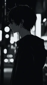 Monochrome anime profile studies nocturnal urban isolation