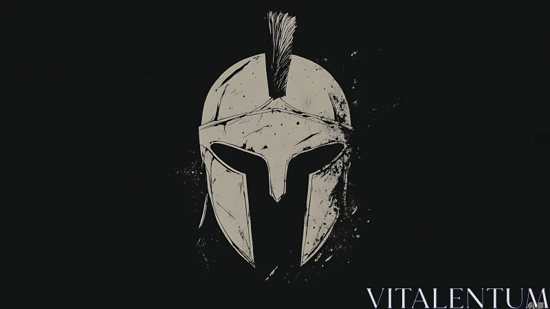 Weathered Spartan helmet glowing softly against darkness.