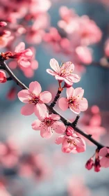 Cherry Blossoms Dance Against Twilight's Blue Canvas