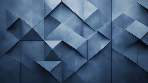 Geometric shadows quietly fold blue light into shifting planes
