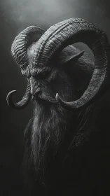 Horned dusk monarch broods beneath a smoldering heavenscape