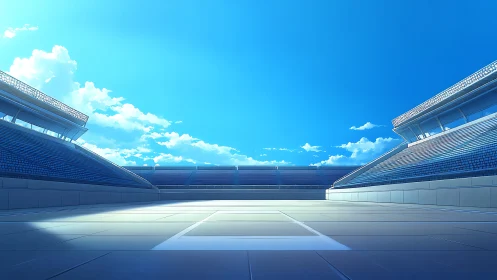 Sunlit empty stadium awaits the next big competitive showdown