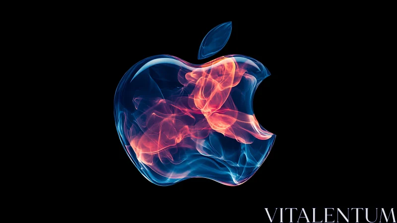 Luminous flame-core apple sigil in neon smoke bloom.