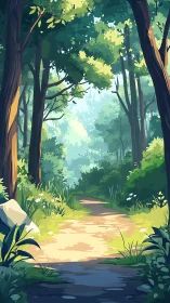 Forest Path Light: A Journey Through Green Tranquility.