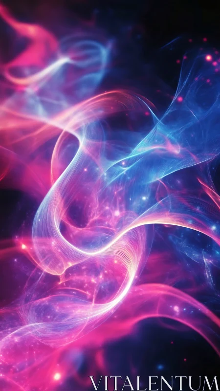 Neon cosmic light ribbons twist through dark stellar void