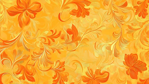 Sunlit orange florals swirling in a golden daydream.