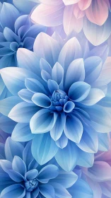 Blue and Pink Dahlia Flowers Layered Composition