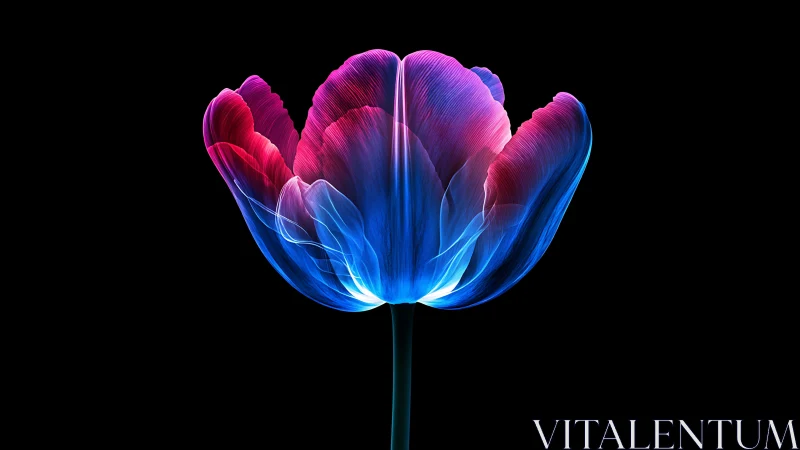 Luminous Neon Tulip Blooming in Electric Color.