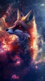 Astro-nebular vulpine profile rendered in luminous detail.