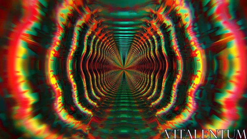 Neon fractal tunnel with concentric rippling waves.
