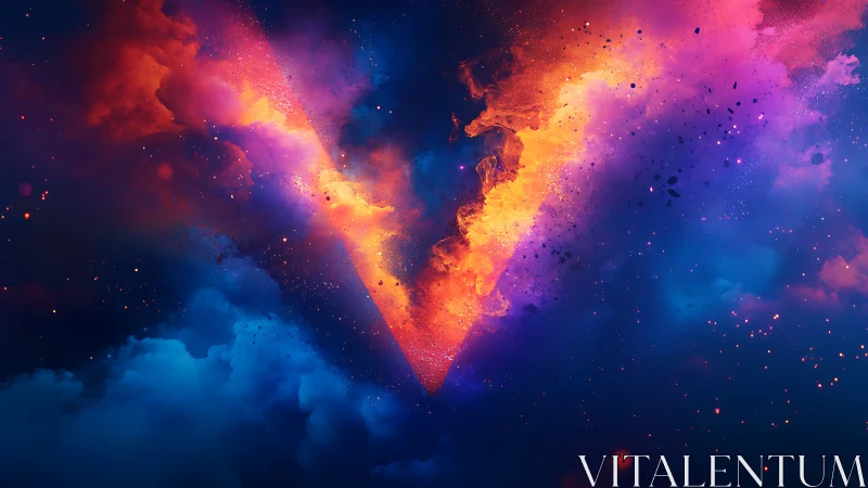 Celestial V-shaped rift ignites a cosmic river of fire.