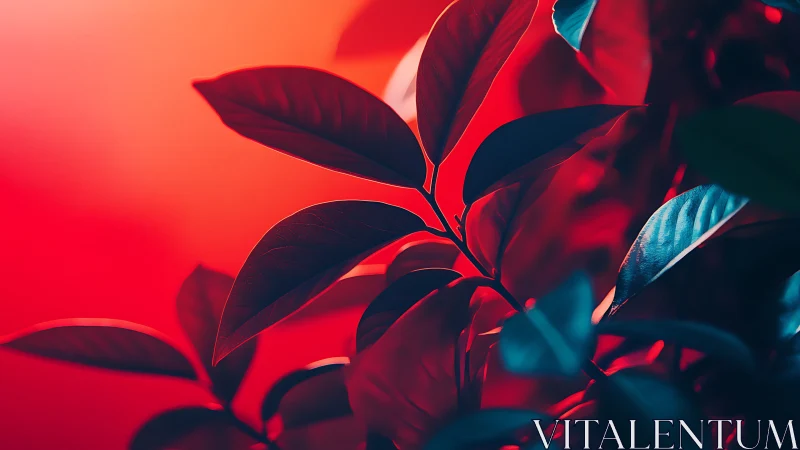 Crimson neon foliage basks in cinematic sunset glow.