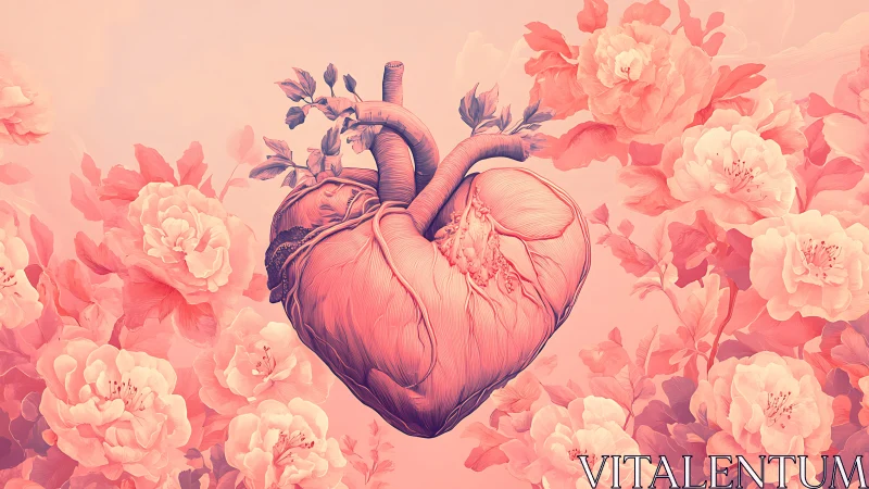 Anatomical Heart Blooming in a Garden of Love.
