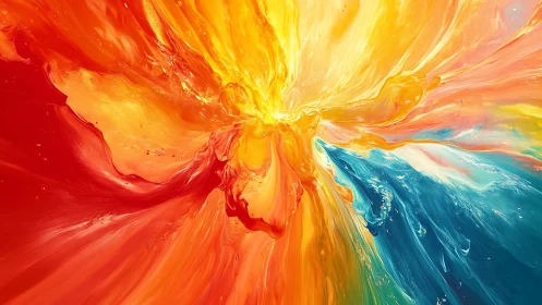 Radial dispersion of multicolored fluid-like abstract forms