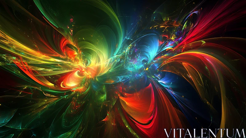 Prismatic energy vortex exploding in luminous nebula space.