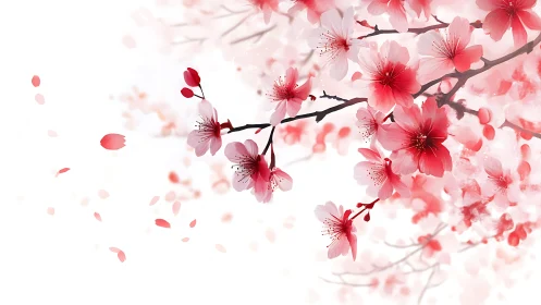 Cherry Blossom Cascade: Computational Floral Arrangement with Depth Blur.