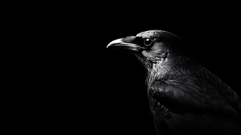 Raven Portrait Study in Black and White.