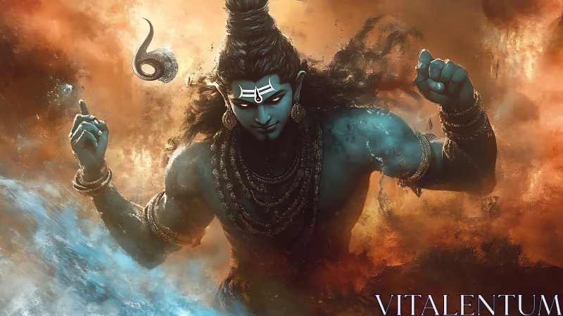 Divine warrior portrait in mythic digital painting composition.