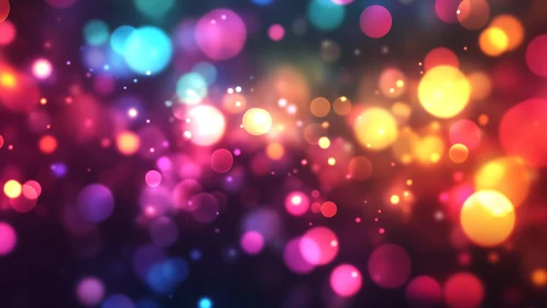 Vibrant bokeh lights in abstract digital art style at night.