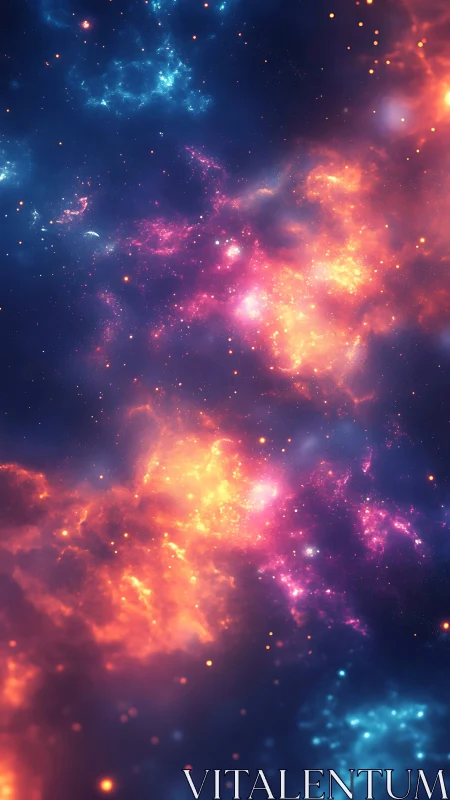 Colorful nebula clouds with glowing cosmic gas formations.