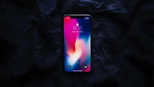 Modern Smartphone Displaying Vibrant Gradient Lock Screen Interface.
