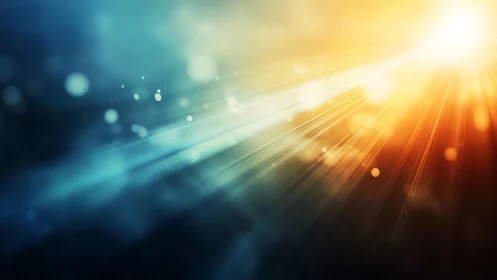 Abstract sunburst with radiant blue and orange light rays background.