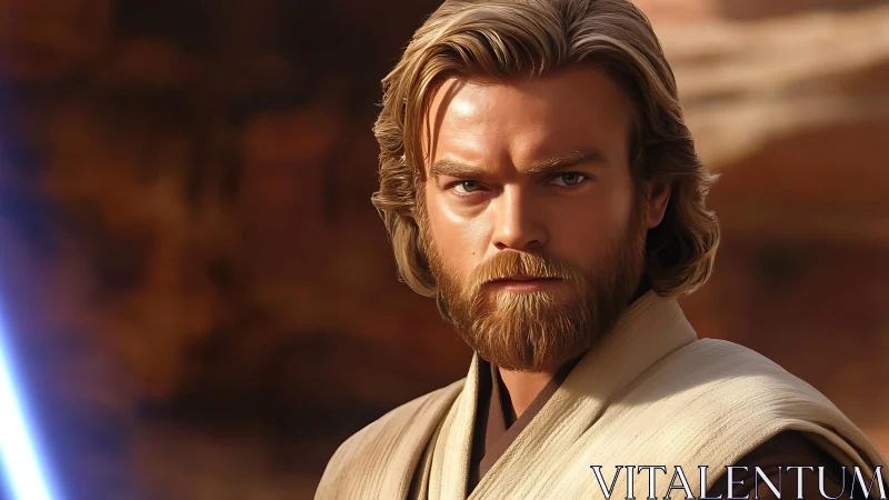 Cinematic Jedi warrior portrait with high-fidelity lighting analysis.