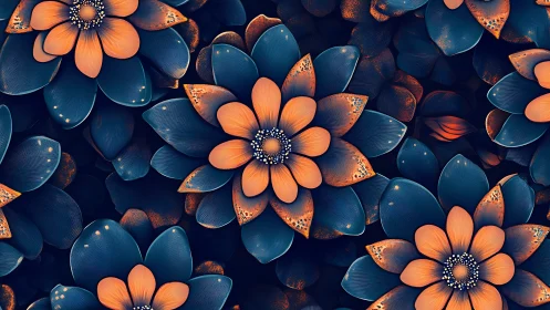 Dual-tone macro floral illustration with radial symmetry pattern