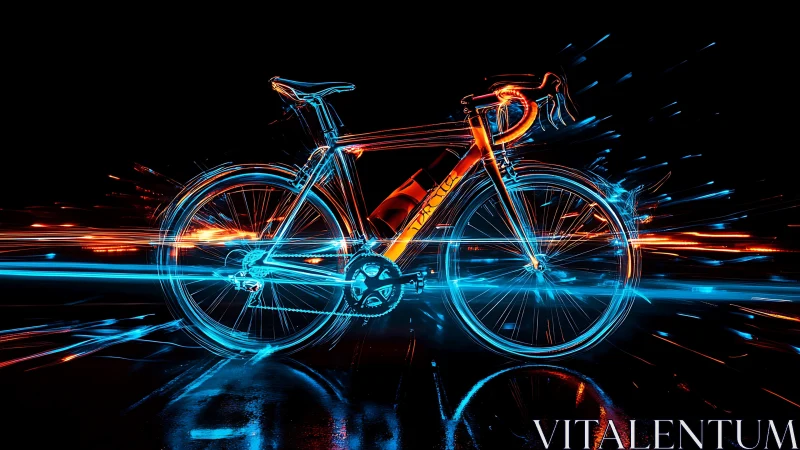 Neon-Infused Racing Bicycle Radiates Through Electric Darkness.
