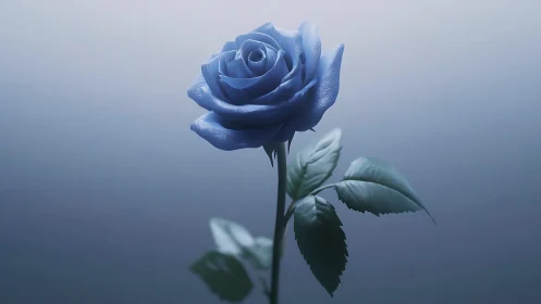 Monochrome macro study of a blue rose under diffuse lighting.