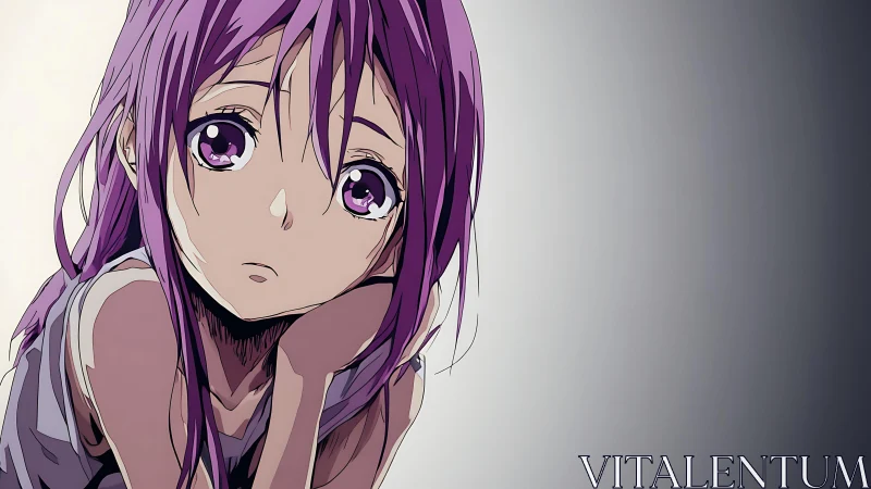 Purple-haired anime girl is rendered in close-up profile