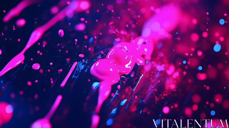 Neon pink paint splashes in abstract, futuristic art style.