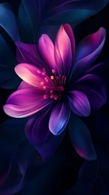 Luminous Floral Form: Rendered Digital Abstraction.