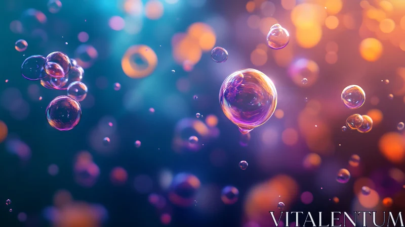 Glowing soap bubbles drifting through dreamy twilight air.