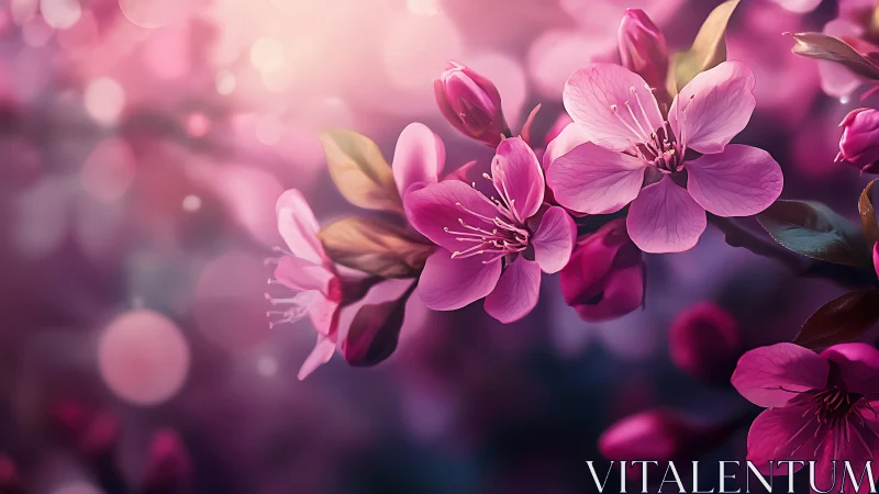 Pink Blossoms with Bokeh Background.