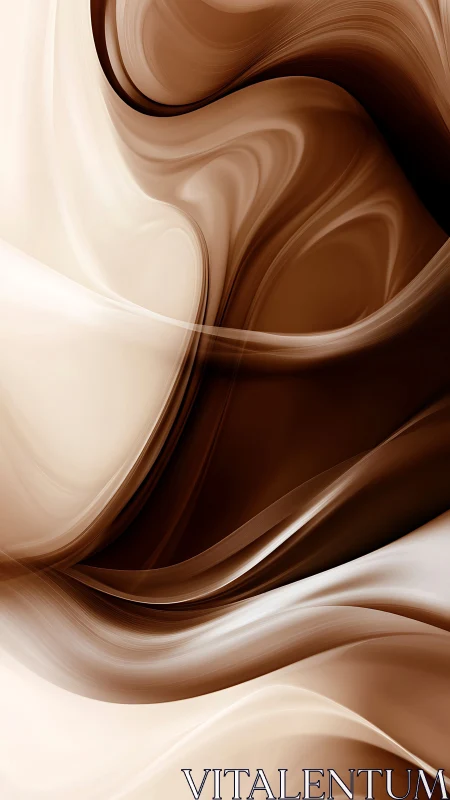 Curved brown and cream abstract waves flow across the frame
