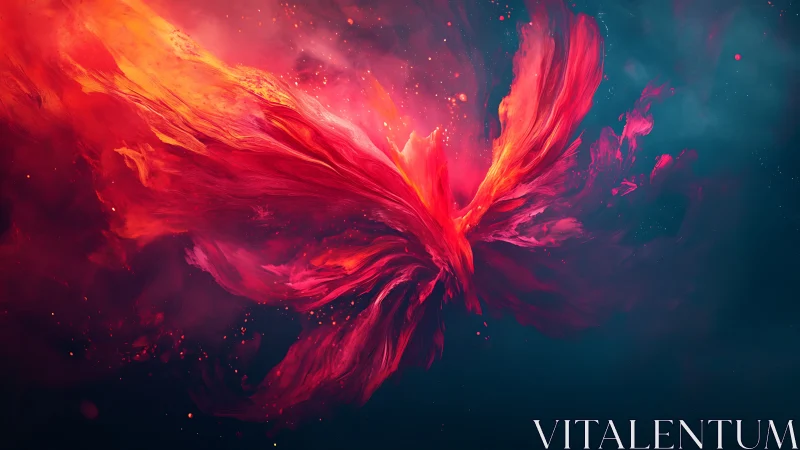 Flaming nebula unfurls wings like a cosmic phoenix in flight
